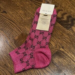 Gucci GG Logo Pattern Metallic Ankle Socks